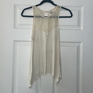 Cream High Neck American Eagle Tank